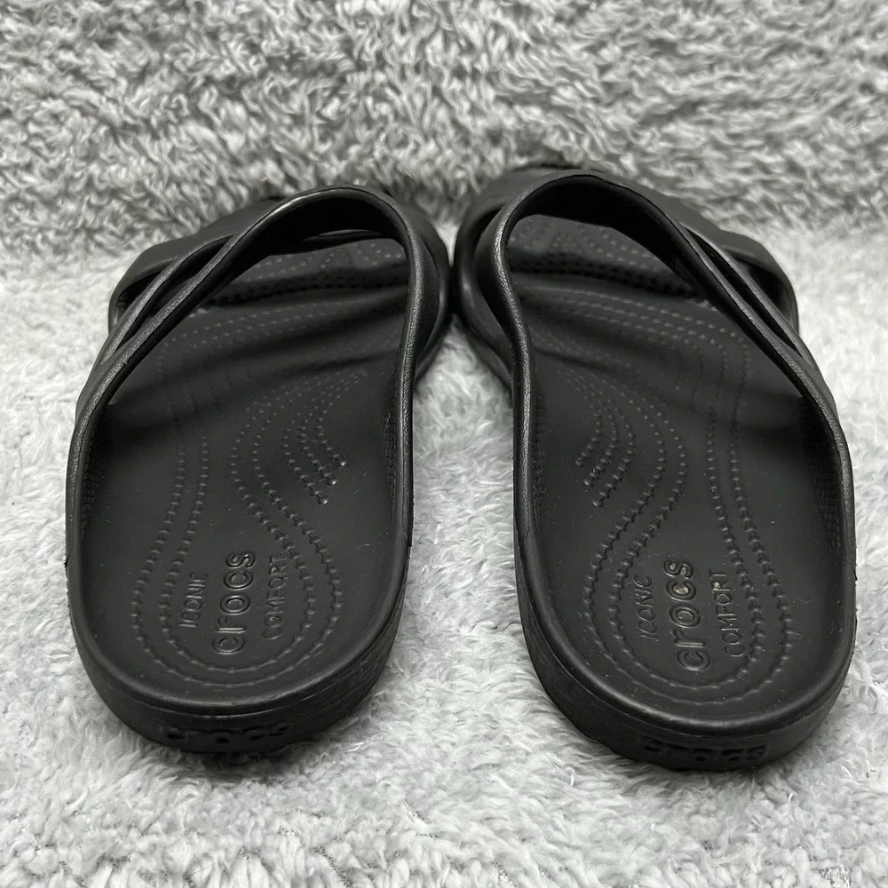 Crocs Sandals Womens 8 Kadee II Black Slides Z Strap Comfort Slip On Lightweight